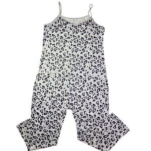 Jumpsuit Womens Medium Snow Leopard Print Pockets Soft Lightweight Lounge NEW